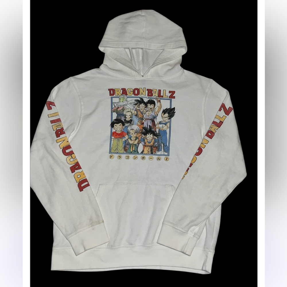 Dragon Ball Z vintage Y2K hoodie white flawed Goku Gohan Vegeta Piccolo medium